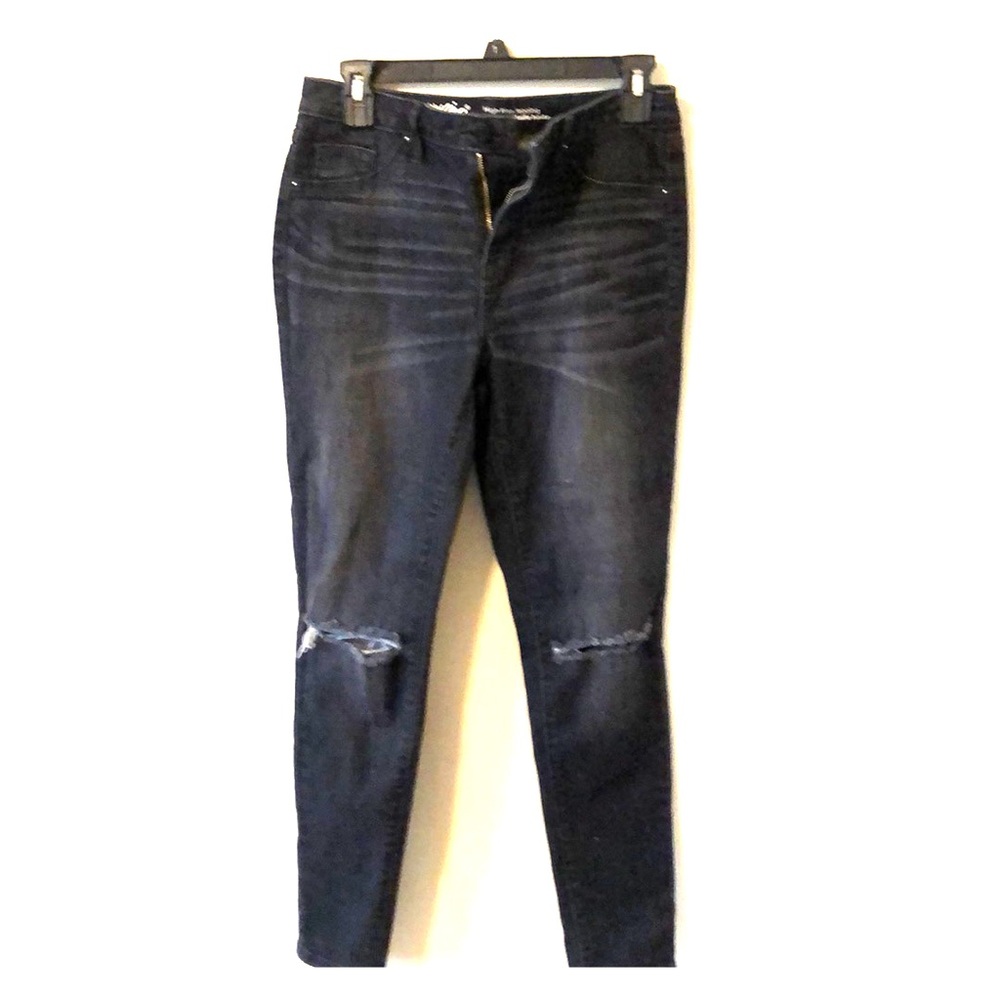 Black high waisted distressed skinny jeans